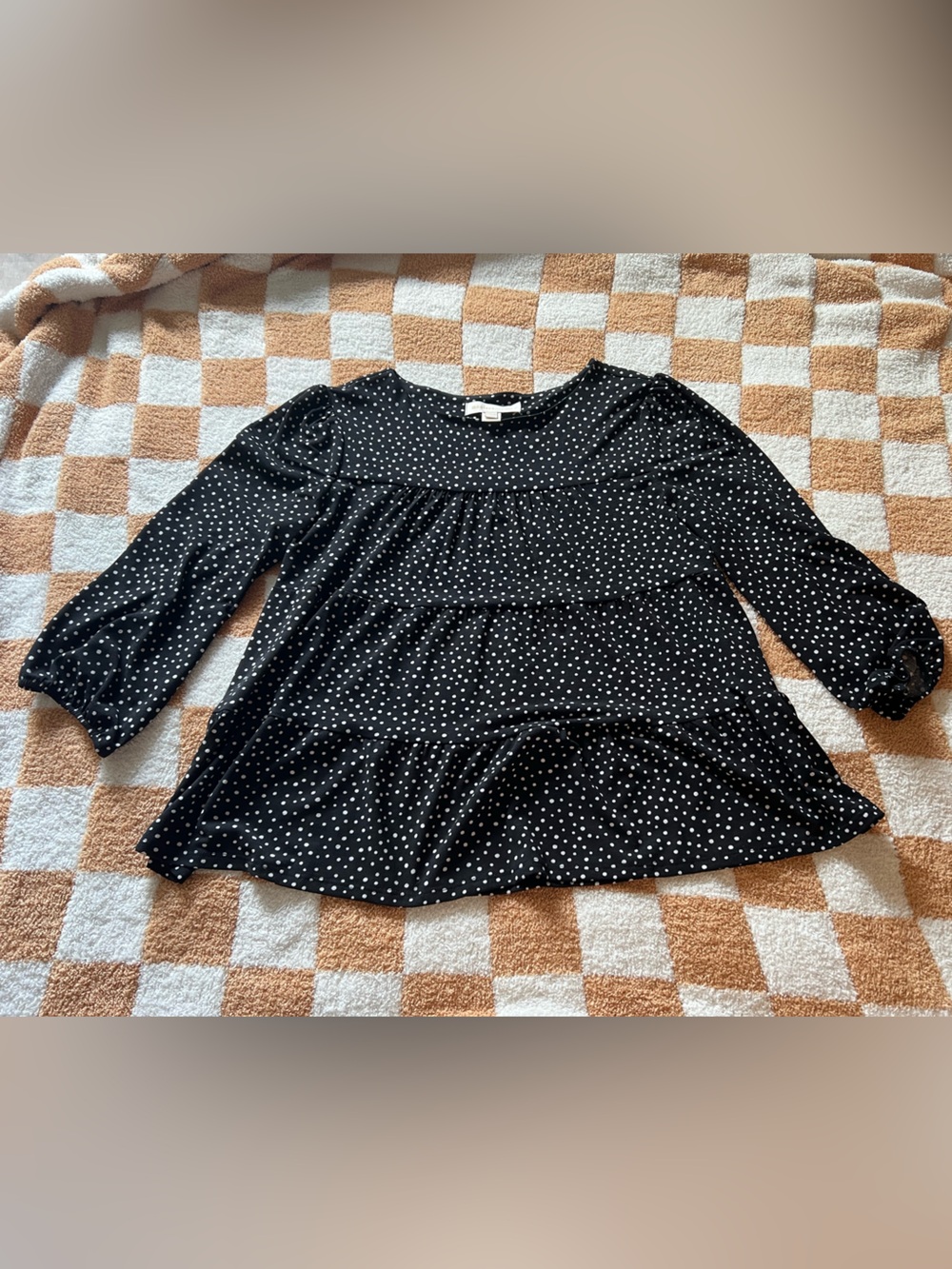Monteau Black and White Polka Dot A-Line Skirt
